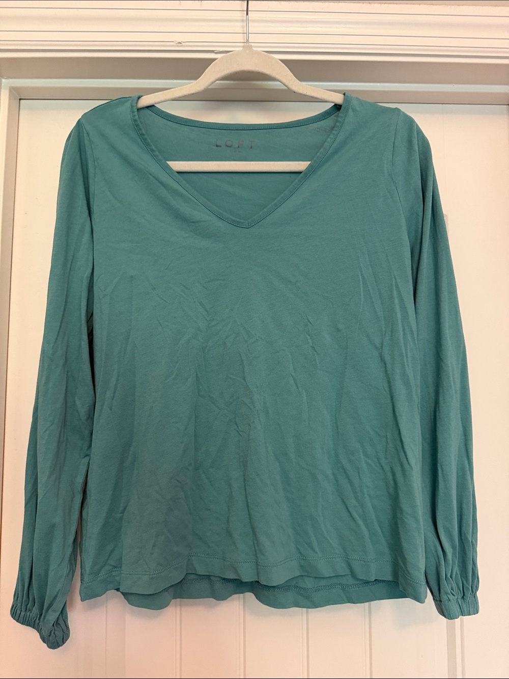 LOFT Teal V-Neck Long Sleeve Tee